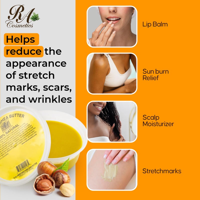 RA Cosmetics 100% Pure African Shea Butter, Golden - Unrefined, Raw African Luxury Head-to-Toe Moisture Miracle for Radiant Skin and Luscious Hair - Sourced from Ghana - 16 oz Jar - Image 5